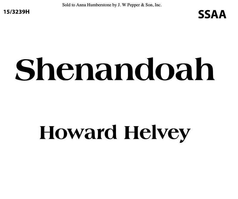 Shenandoah (arr. Howard Helvey)